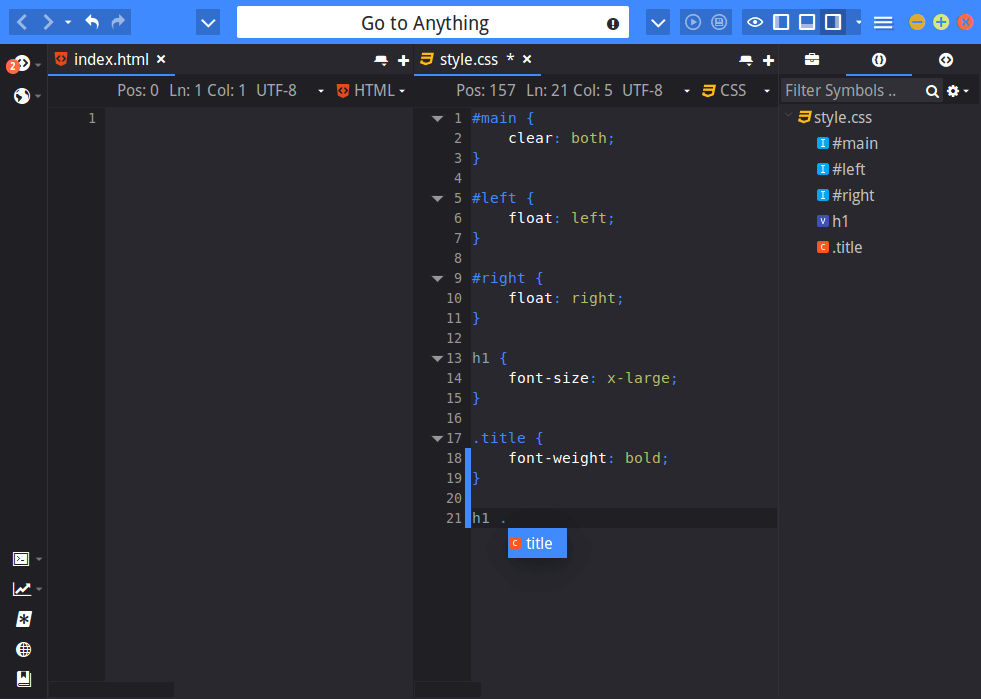 CSS Code Intel with Komodo LESS SCSS Screenshot 1