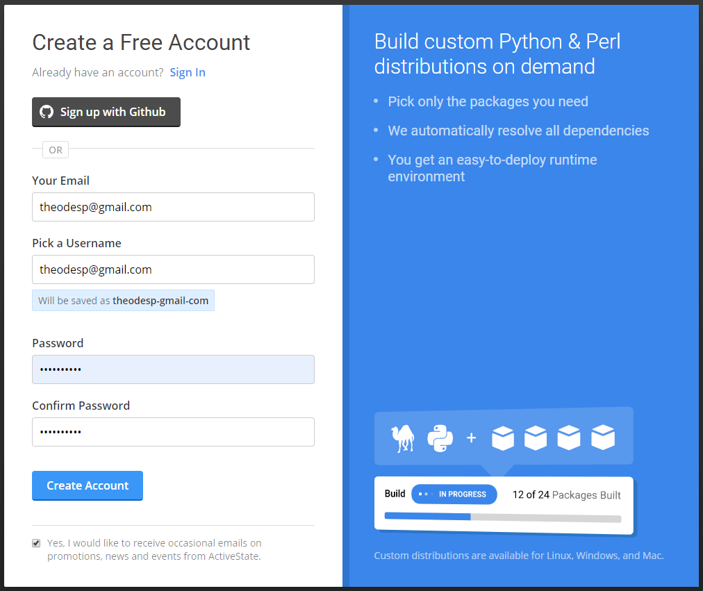 Create a free account