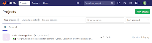 Projects feature of GitLab