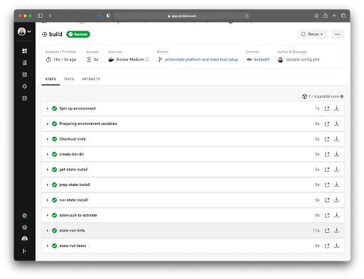 CircleCI run