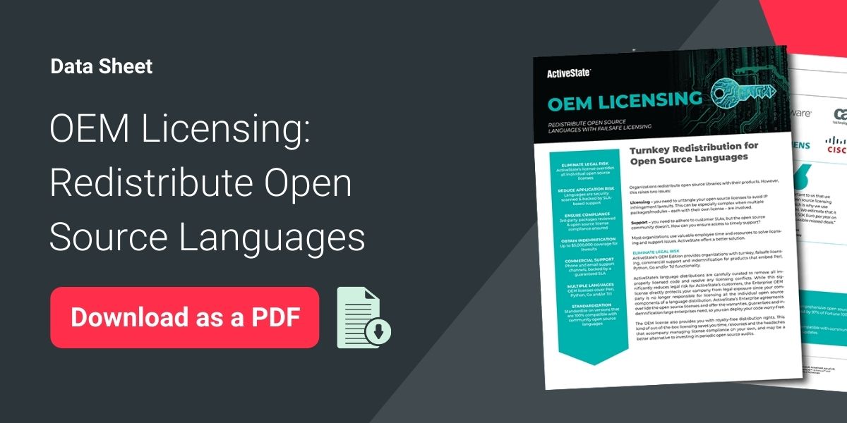 OEM Licensing Redistribute Open Source Languages Datasheet Graphic