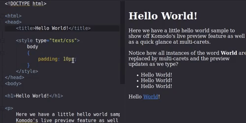 hello world komodo IDE