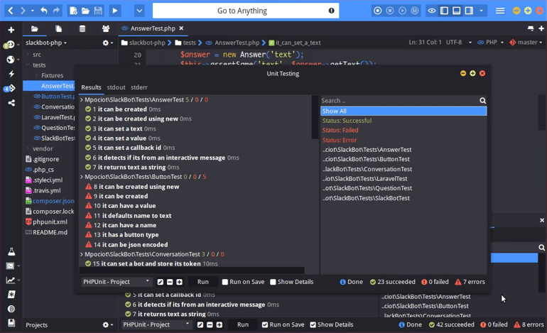 Komodo IDE Unit Testing - Dialogue