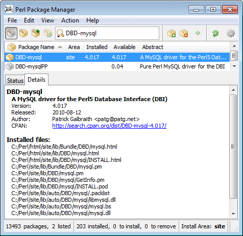 PPM GUI installing DBD-mysql
