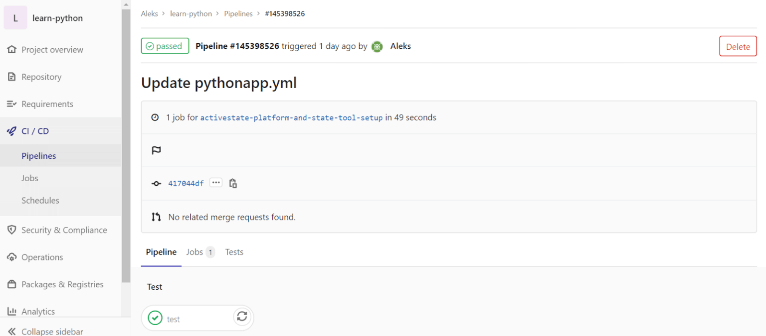 How to Set Up CI/CD for Python Builds on GitLab - ActiveState