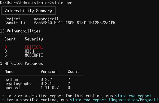 CLI enabled security cve reports beta