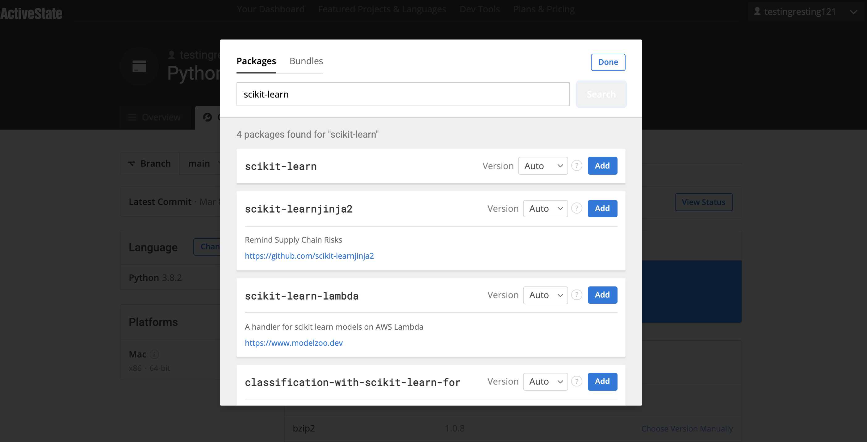 scikit learn package