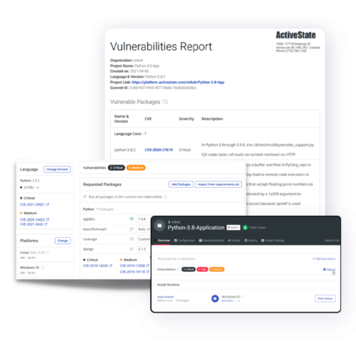 supply chain security screenshots ActiveState Platform supply chain security screenshots ActiveState Platform