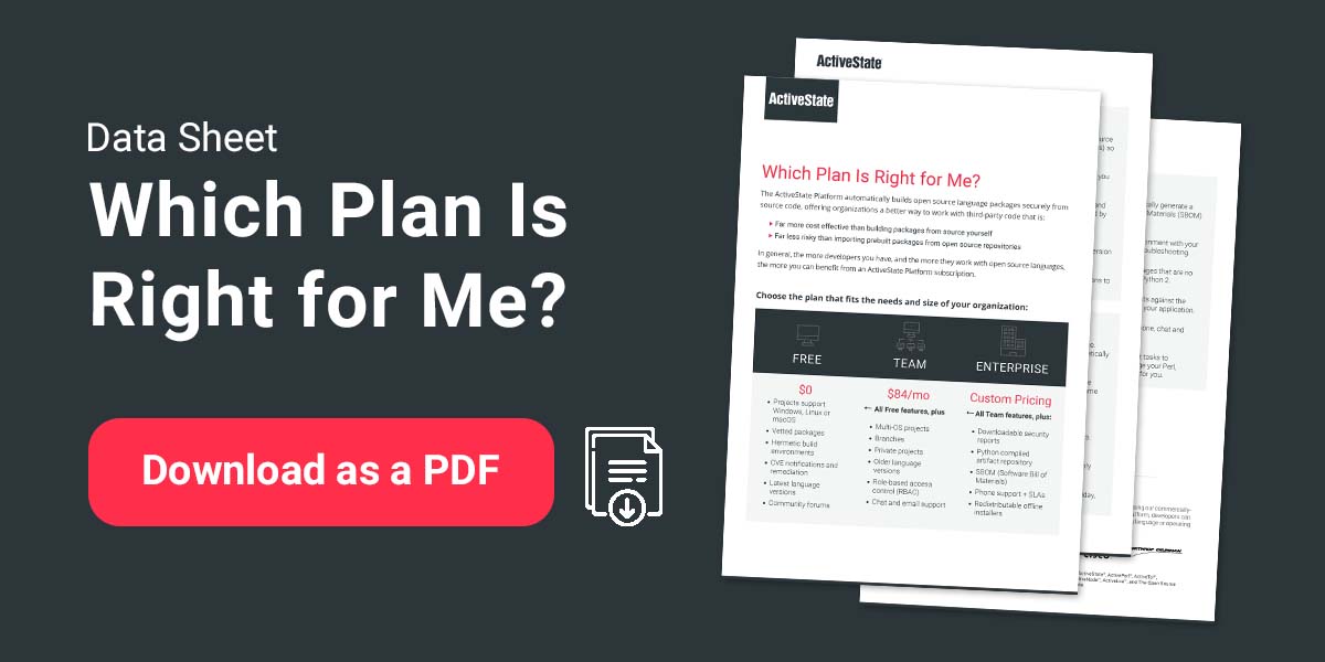 Datasheet: Which ActiveState Pricing Plan Is Right for Me