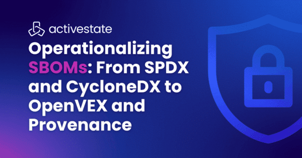 Graphic of a shield with the headline "Operationalizing SBOMs: From SPDX and CycloneDX to OpenVEX and Provenance", used as a featured image on the blog with the same name.